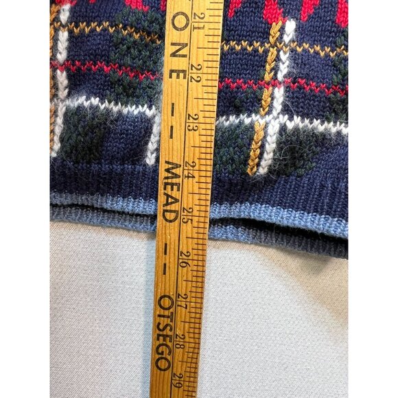 Nutcracker Women's Christmas Button Front Sweater Vest Stretch Size L Beige Blue - Picture 7 of 10